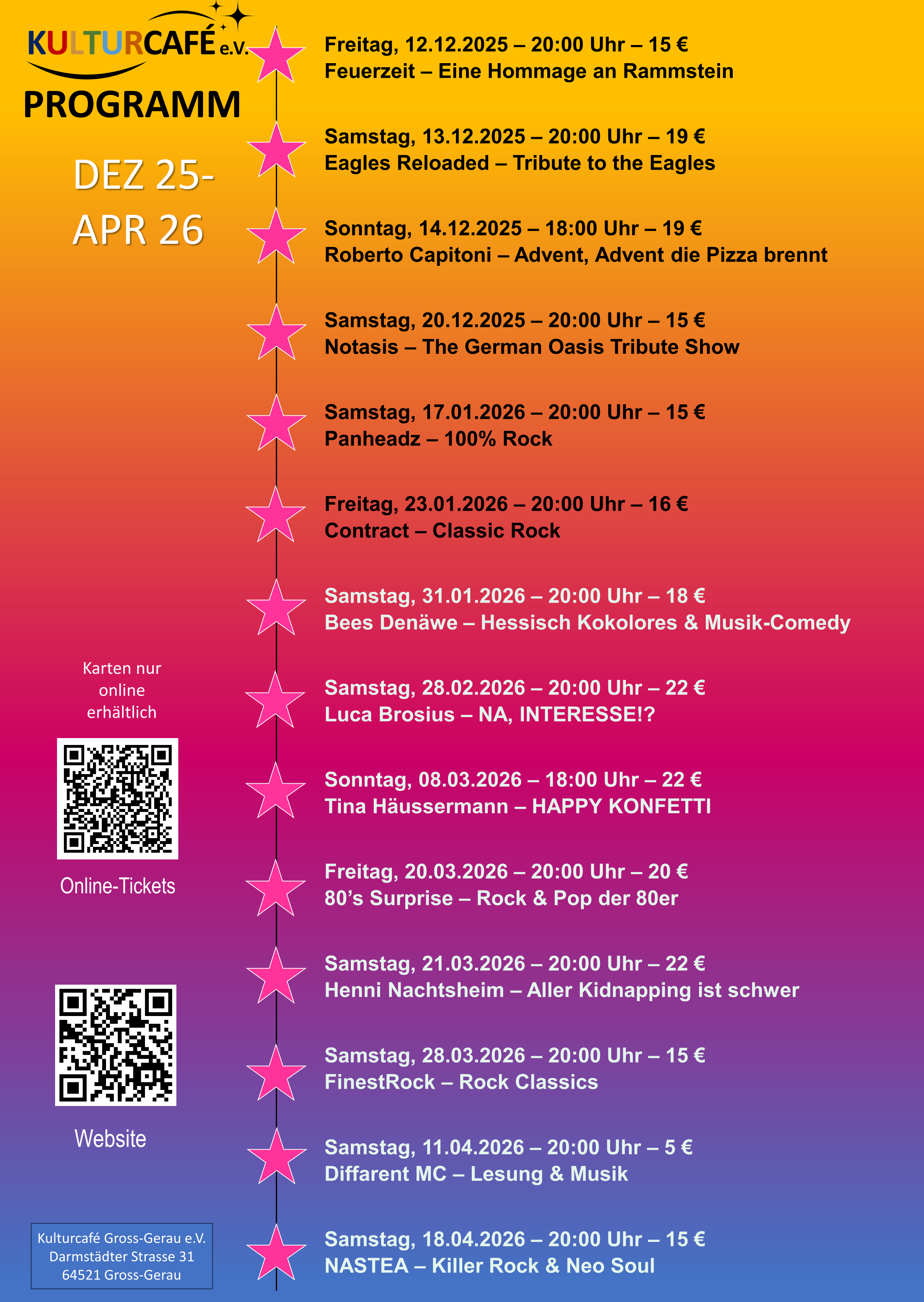 Veranstaltungen im Frühjahr 2026