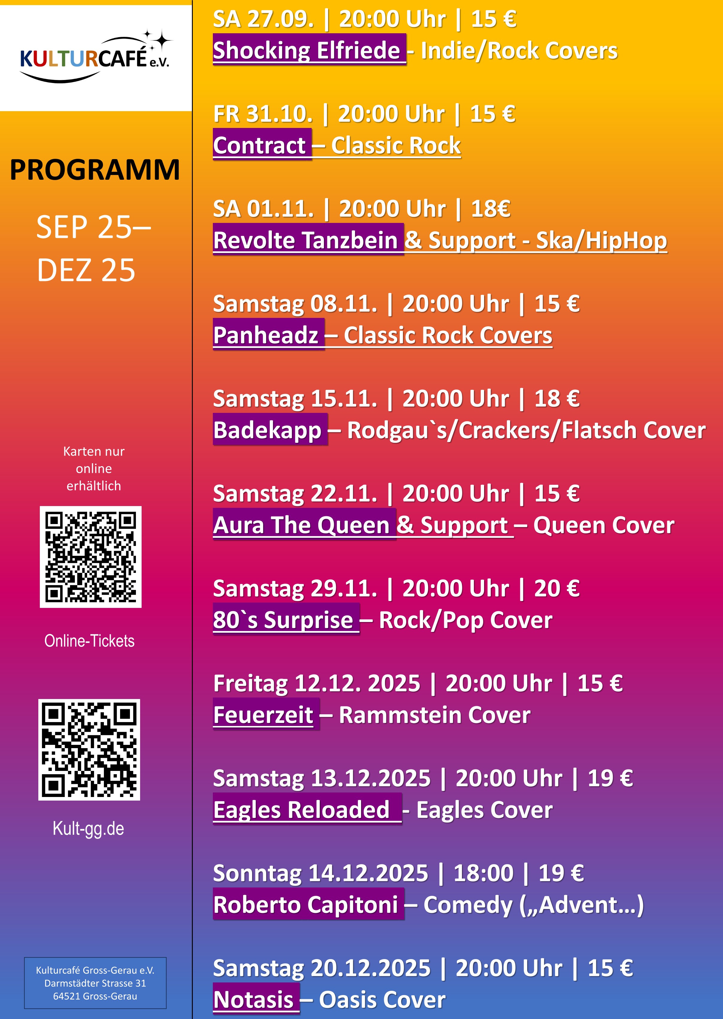 Veranstaltungen im Herbst 2025